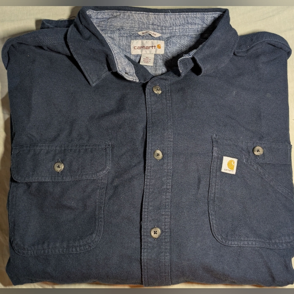 Carhartt Navy Blue Button-Up Shirt